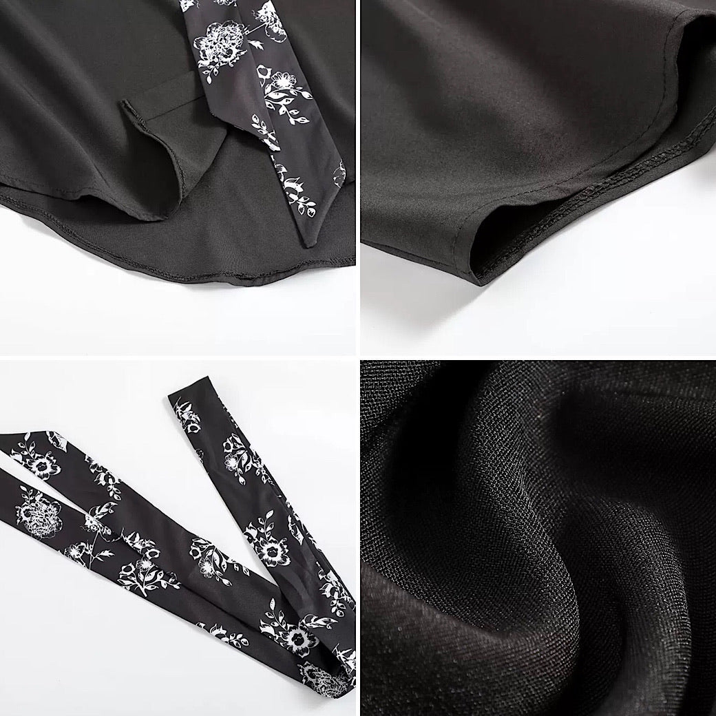 black shirt with paisley tie  US1531