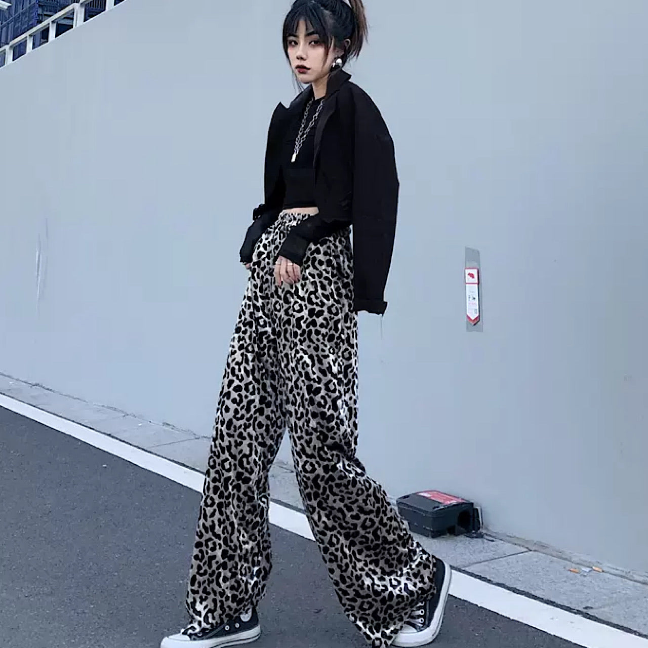 leopard print wide pants  US1350