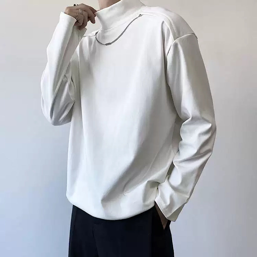 half-high collar long-sleeved T-shirt  US1147