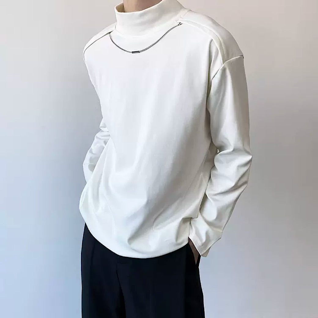 half-high collar long-sleeved T-shirt  US1147