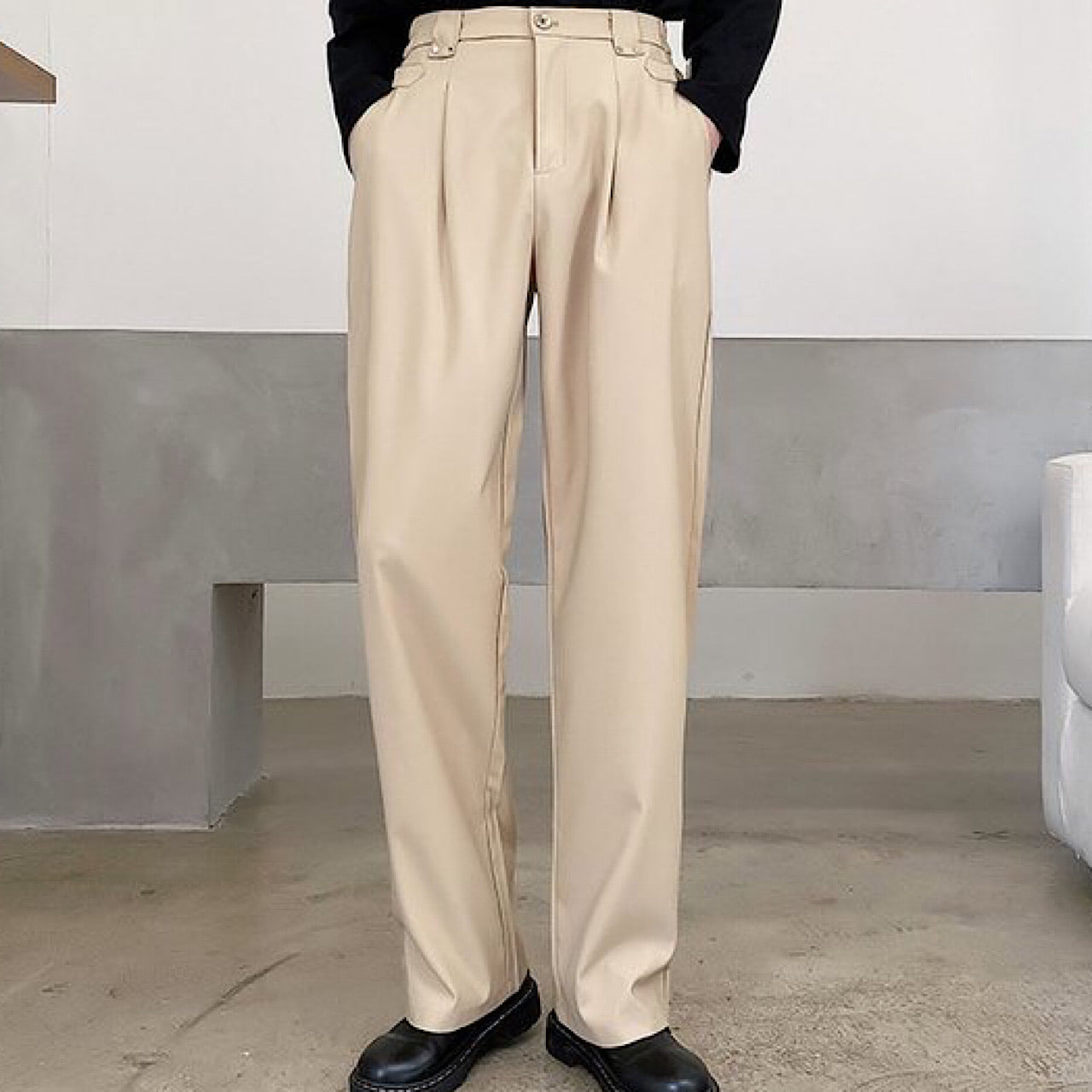 high waist straight slacks  US1319