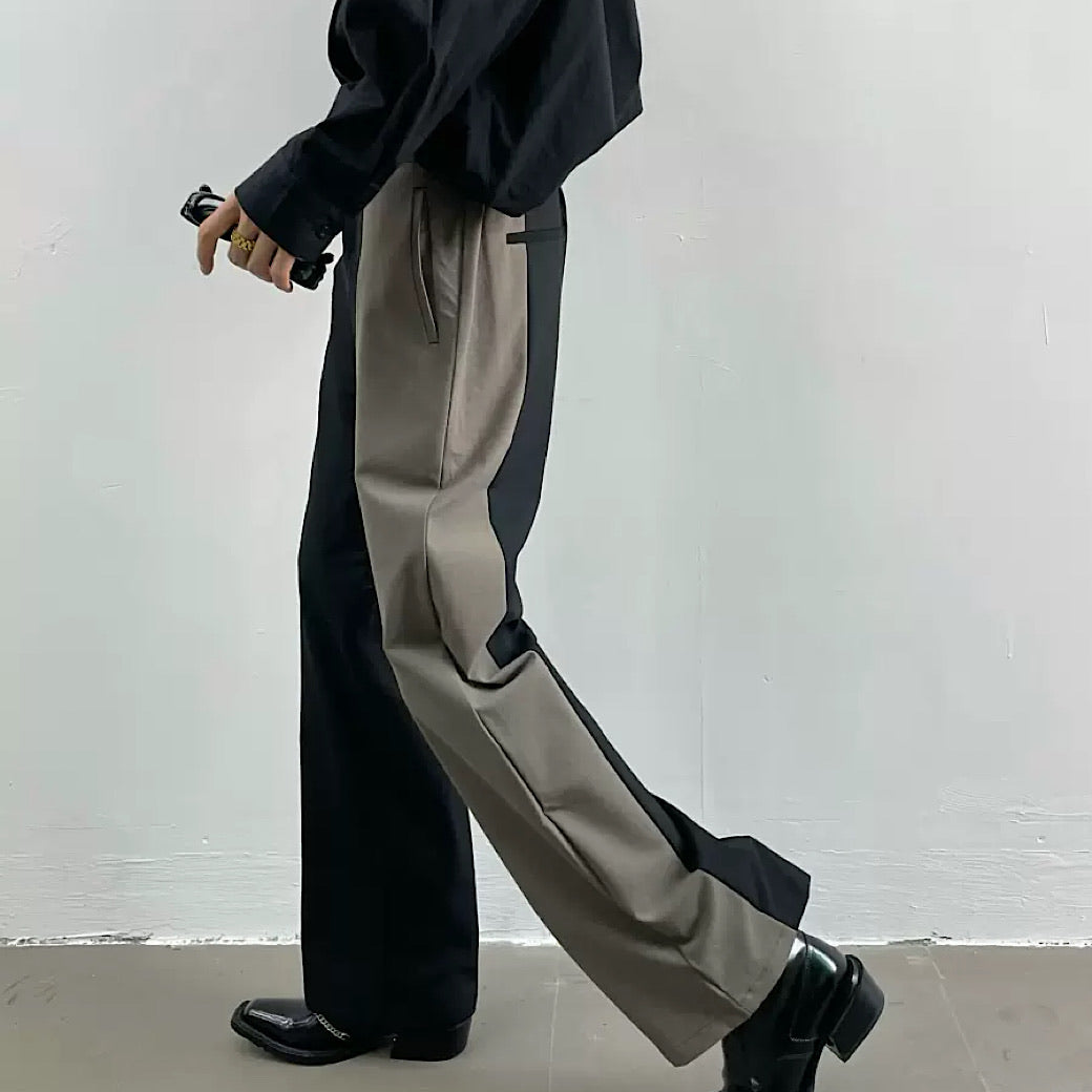 two-tone color street pants  US1217