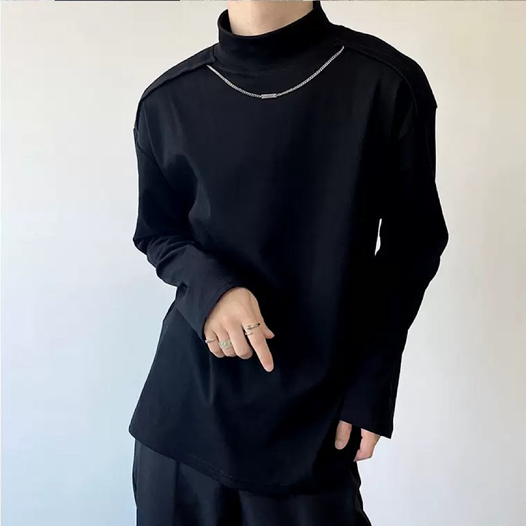 half-high collar long-sleeved T-shirt  US1147